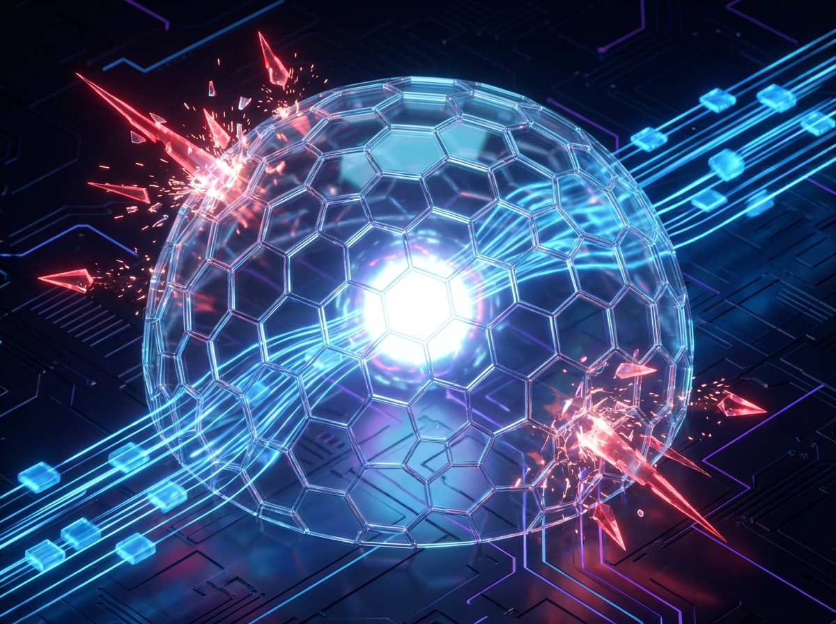 Illustrates the security layer and input sanitization, showing the filtering of 'malicious' prompt injections versus 'safe' user queries.